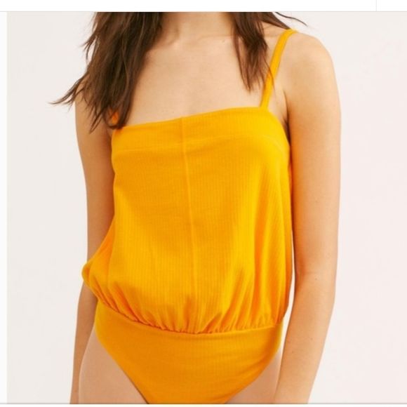 Free People Marissa Bodysuit Tangerine NWT XS Orange Tangerine - Picture 1 of 5